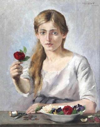 Seamstress with Rose