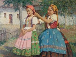 Peasant Girls in Garden