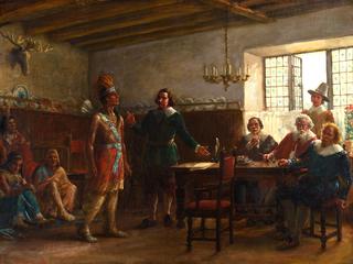 Massasoit Signing a Treaty