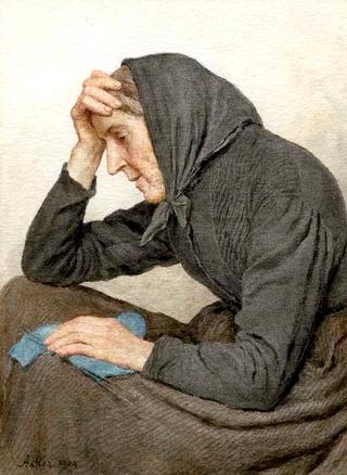 Meditative Woman with Knitting
