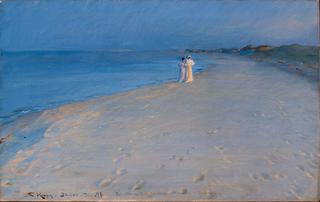 Summer evening at the South beach, Skagen. Anna Ancher and Marie Krøyer (study)