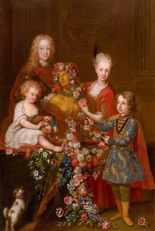 Portrait of Four Children of a Noble Family with a Bust of Flora
