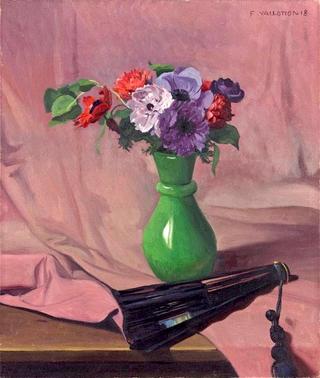 Bouquet of Anemones and a Fan