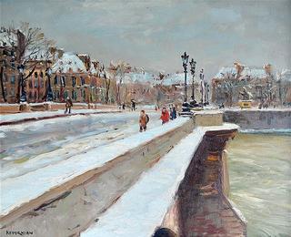 Paris, le pont neuf, snow