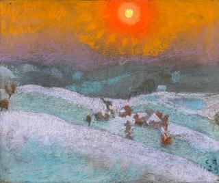 Winter Landscape with Sunset