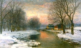 Winter Landscape with Farmhouses in Munich
