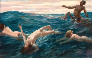 Poseidon and Nereids in the Waves