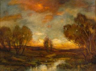 Boatman at Sunset