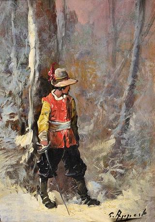 Snowy Woodland with Cavalier