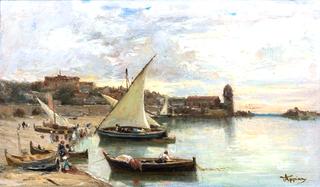 The Beach at Collioure Animated at Sunset