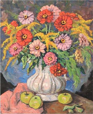 Still Life with bouquet and apples