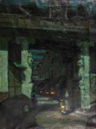 A Night Market by an Ancient Temple Gateway in the Middle East