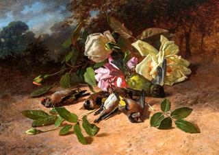 Still life with goldfinchs