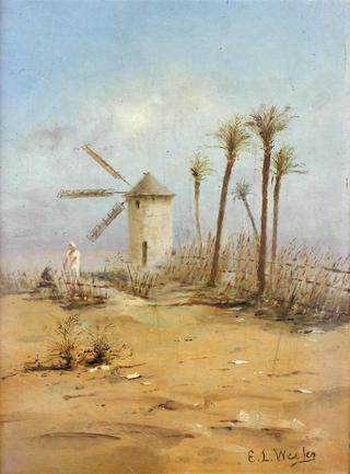 Windmill and Palm Trees