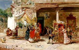 In the courtyard