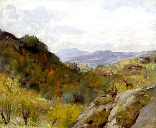 Stag and Other Deer in a Highland landscape