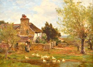 Cottage with Lilac Tree and Duck, near Abbeydore, Herefordshire