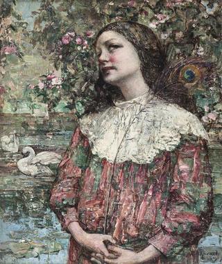Girl with Peacock Feather
