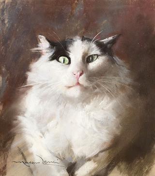 White Cat with Green Eyes