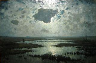 Pond and moonlight