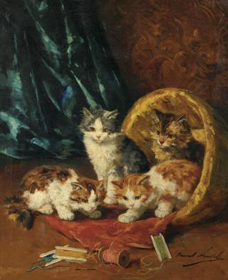 kittens in the sewing basket