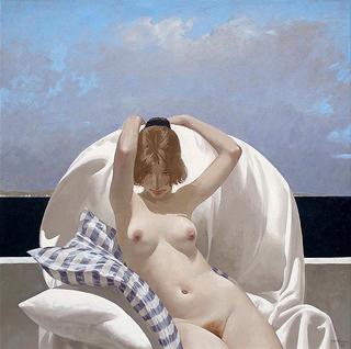Nude on a terrace
