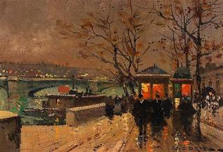 Paris, by the Seine at Dusk