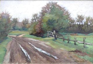 Landscape with trees and road