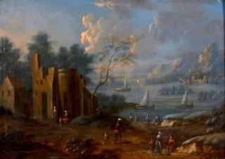 Coastal Landscape with Castle Ruins