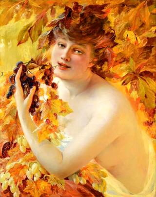 Young Woman with Grapes