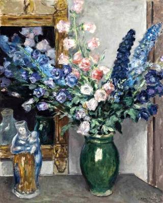 Pink and blue bellflowers