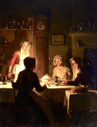 Young Clerk with Puppies and Kittens