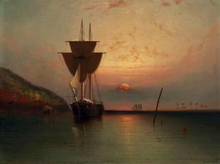Ship in a Tropical Sunset