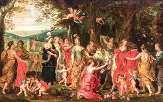Europa's Maids of Honor Crowning Jupiter with Flowers