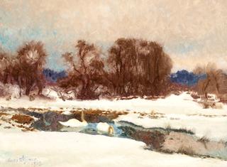Swans in a winter landscape