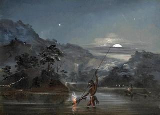 Aborigines Fishing by Torchlight