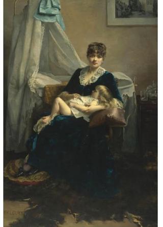 Mother and her sleeping child