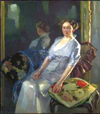 The woman in the bright sunshine