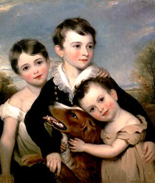 Portrait of Three Children with Their Dog