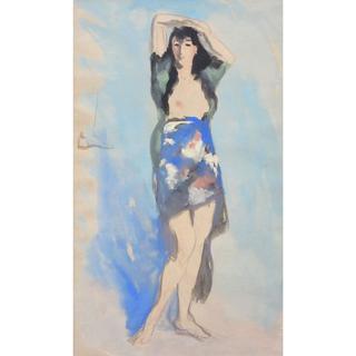 Semi-Nude in Print Skirt