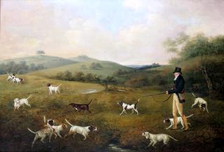 A Sportsman with Pointers, Shooting Partridge in a Landscape