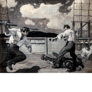The story of the battle upon the tumbling decks...