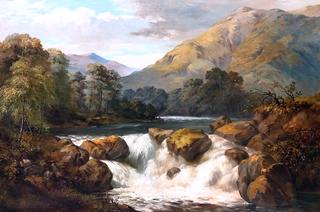 Waterfall in a Mountain Landscape