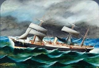 S.S. Rimutaka Under Reefed Canvas During Bad Weather