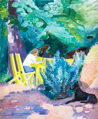 Girl with Dog in the Garden