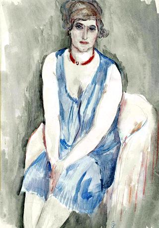 Greet in blue dress