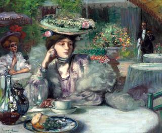 Une Élégante au café