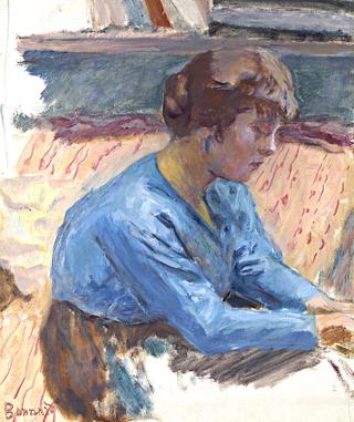 Pensive Woman in a Blue Blouse