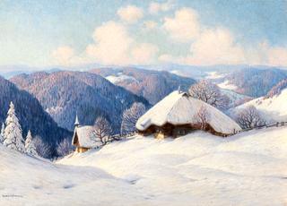 View over Snow-Covered Black Forest Valley