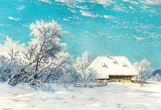 Snow-Covered Black Forest House Early in the Morning